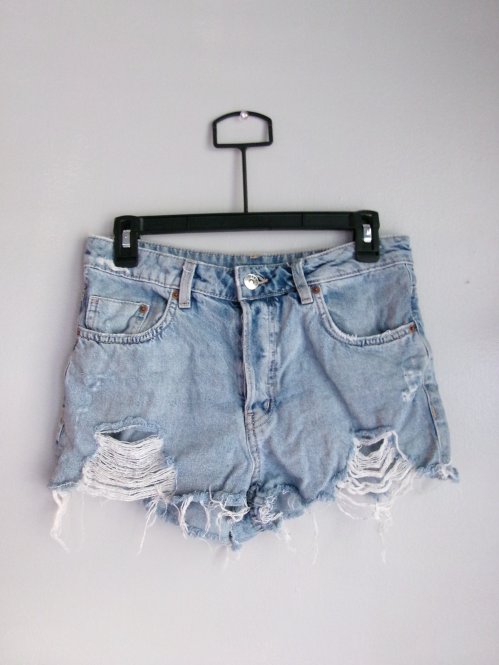 Divided Light Blue Distressed Denim Cutoff Shorts